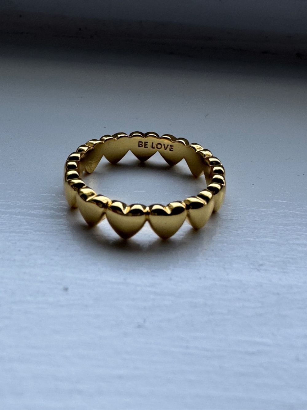 Gold Row of Hearts Ring